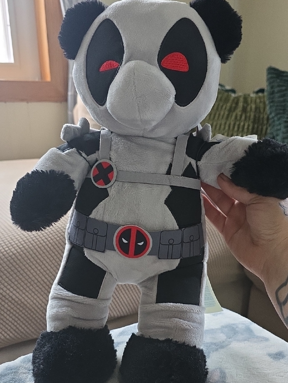 Build A Bear Deadpool Edition Plush Stuffed Animal - Black, Gray & Red